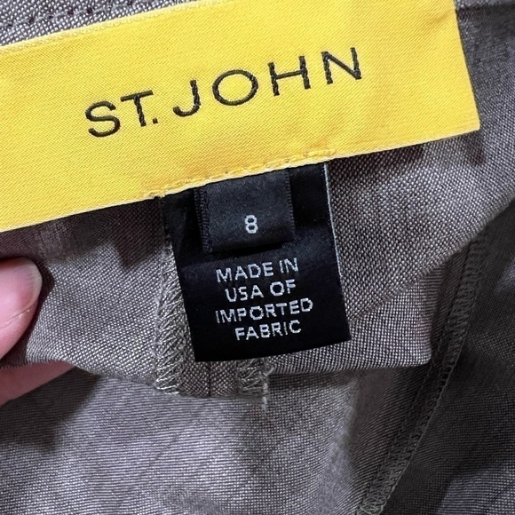 ST JOHN High Waist Belted Tailored Workwear Academia Gray Trousers Sz 8 - Picture 7 of 7